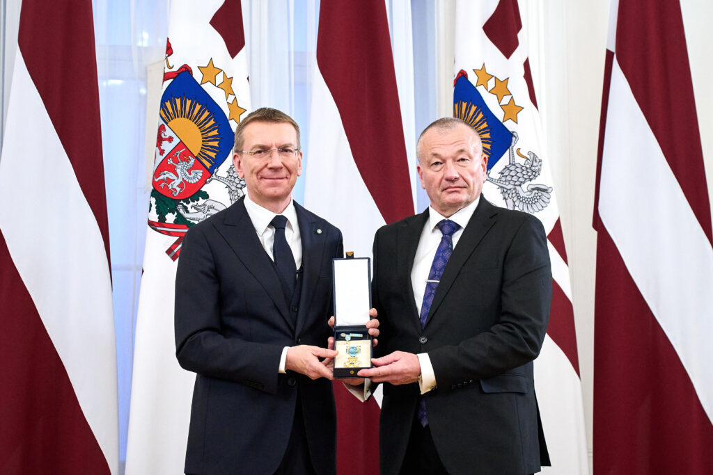 Osvalds Pugovics and president of Latvia - Edgars Rinkevičs